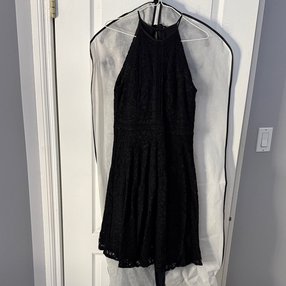 Le chateau Black Lace Halter Dress